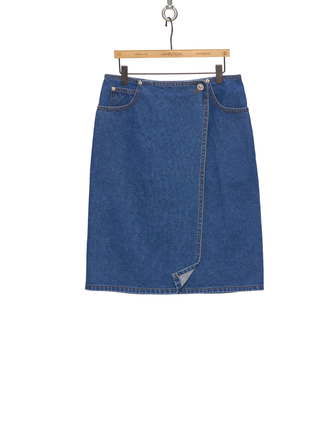 푸쉬버튼 SS26 BLUE WRAP DENIM MIDI SKIRT 상품 이미지 1