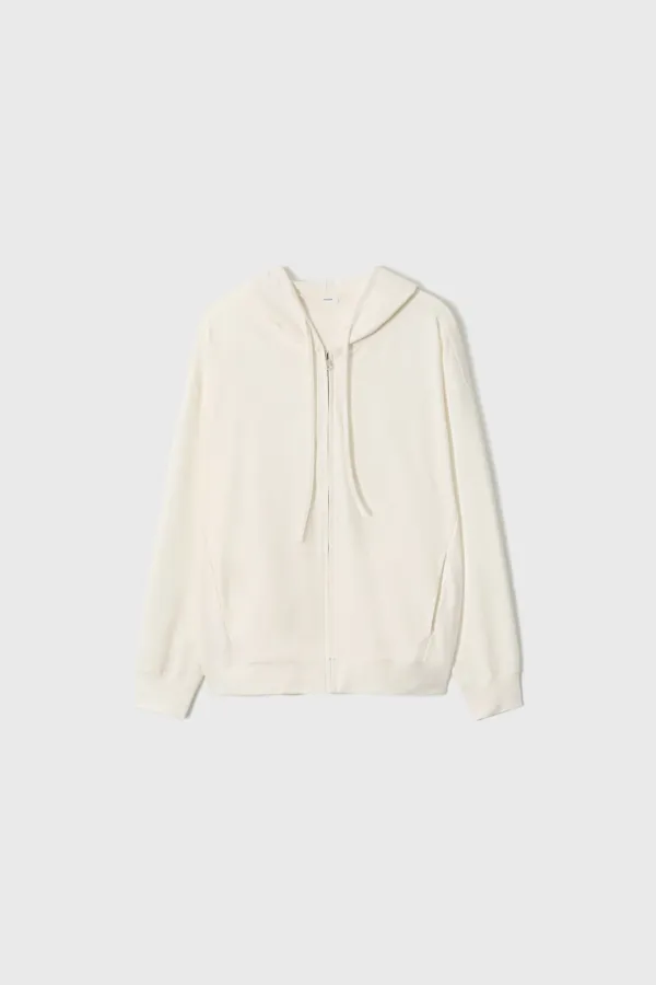 Brushed Jersey Zip Hoodie (Ivory)