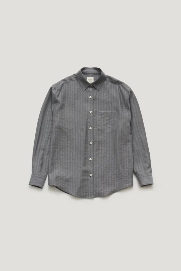 ROE SOFT GLOW TENCEL SHIRT_STEEL CHARCOAL / ₩129,000 ->  ₩116,100 (10%)