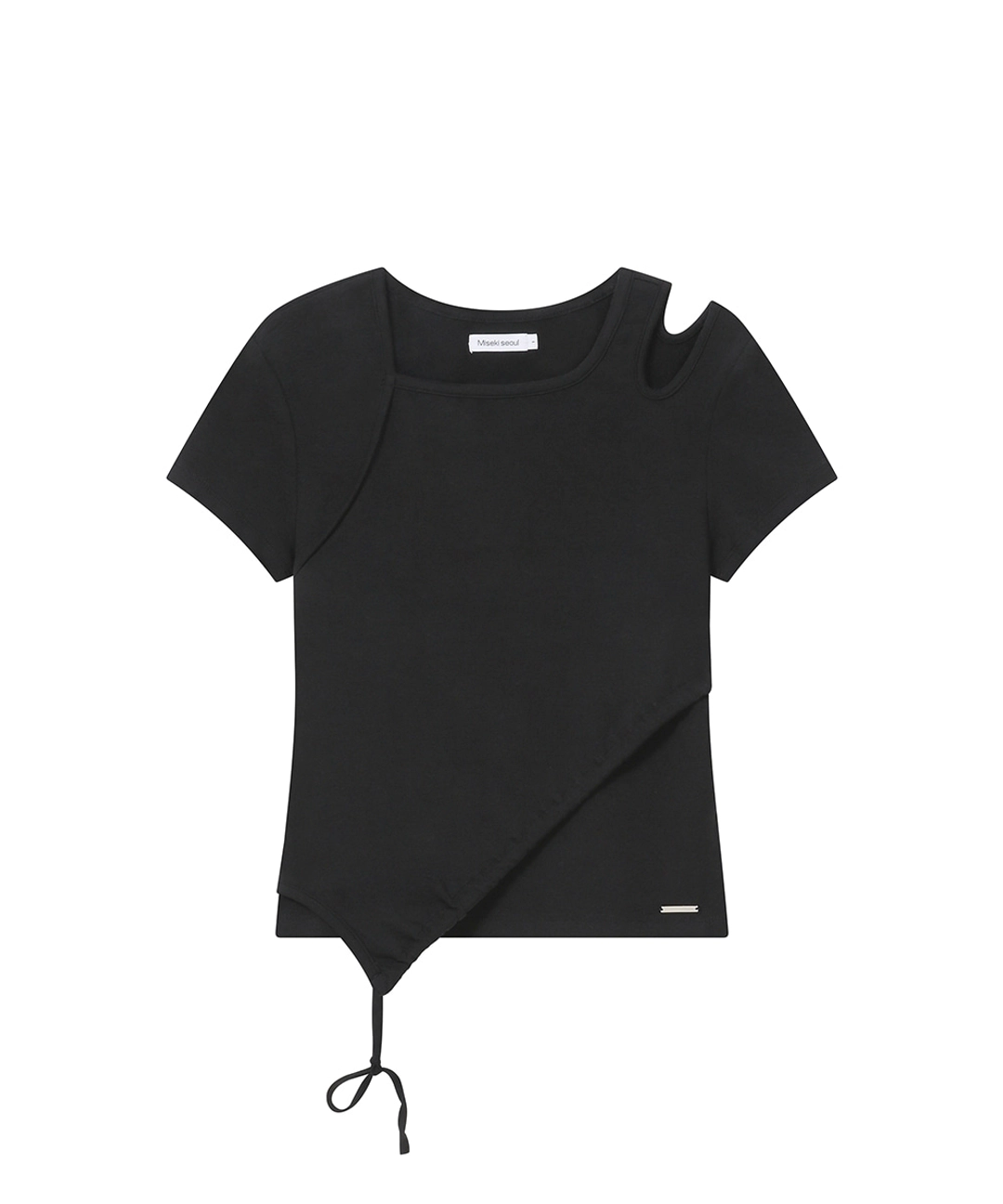 미세키서울 Cutout shirring layered shortsleeve BLACK 상품 이미지 1