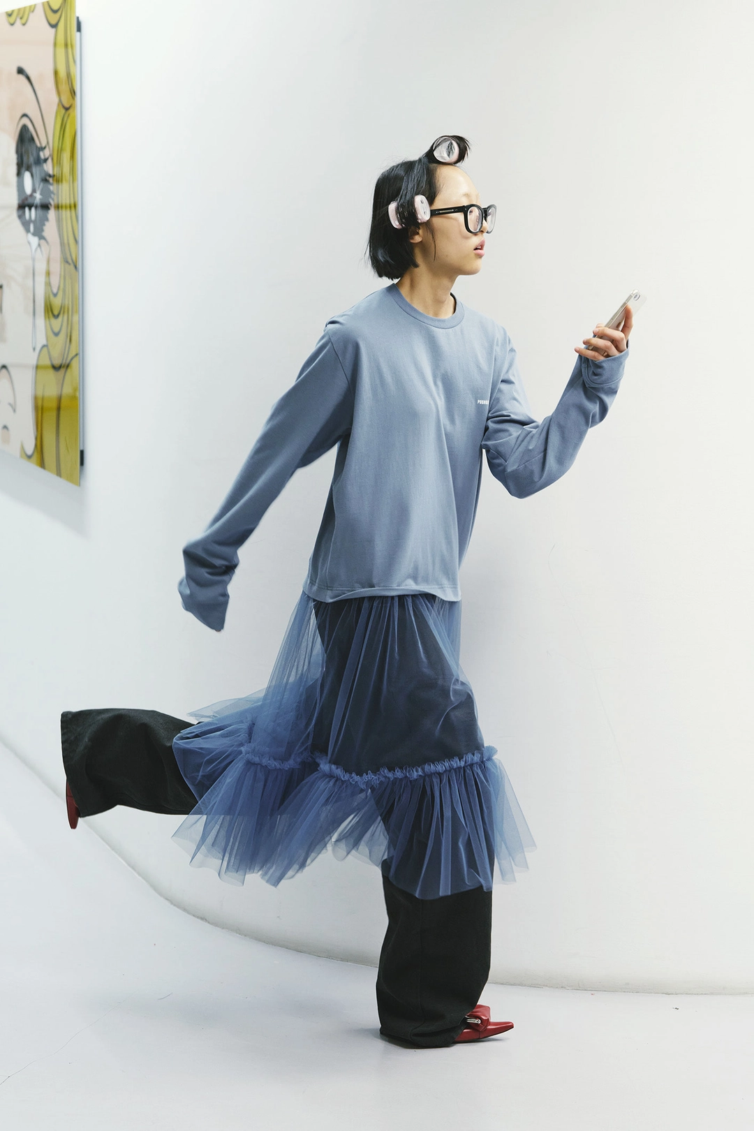 푸쉬버튼 FW25 UNDERLINE BLUE PUSH-SKULL CUT OUT DRESS 상품 이미지 2
