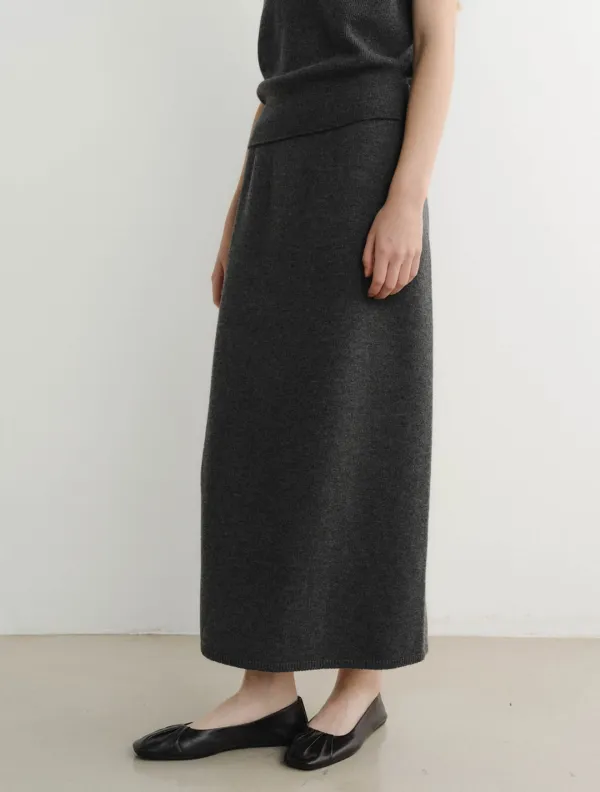 Enri Wool Knit Skirt (Charcoal)