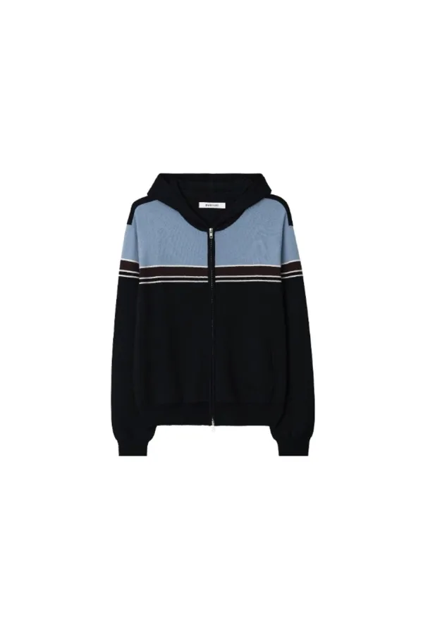 Stripe knit zip-up - Black