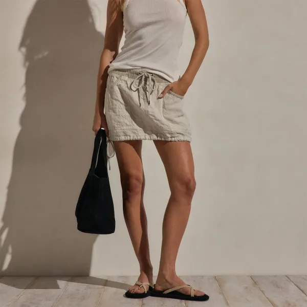Linen Utility Mini Skirt - Salt Pigment
