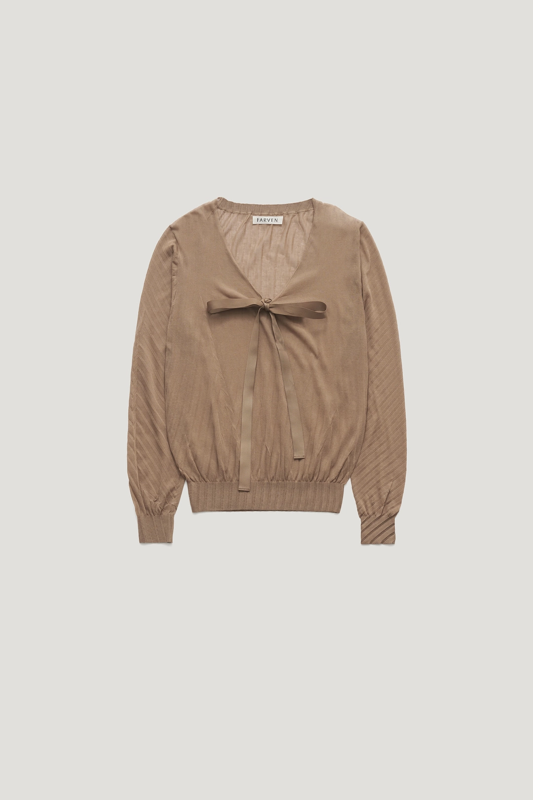 파르벵 RIBBON TIE PLEATS KNIT_BEIGE / ₩149,000 상품 이미지 1
