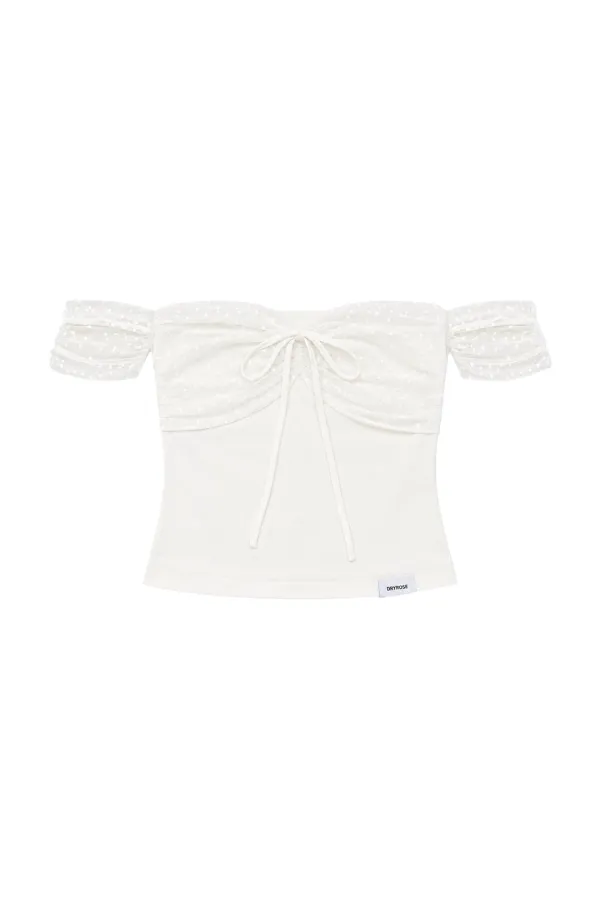 DOT MESH SHIRRING TOP (IVO)