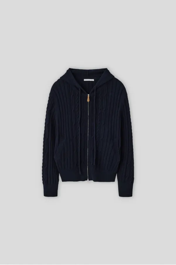 T/T Twisted hoodie zip-up (navy)