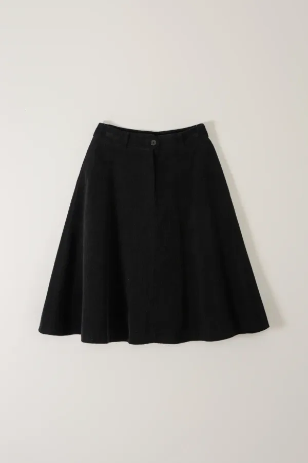 CORDUROY FLARE HALF SKIRT_BLACK