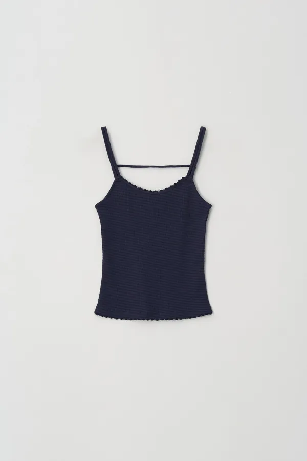 [2차] Embroidered Tank Top (navy)