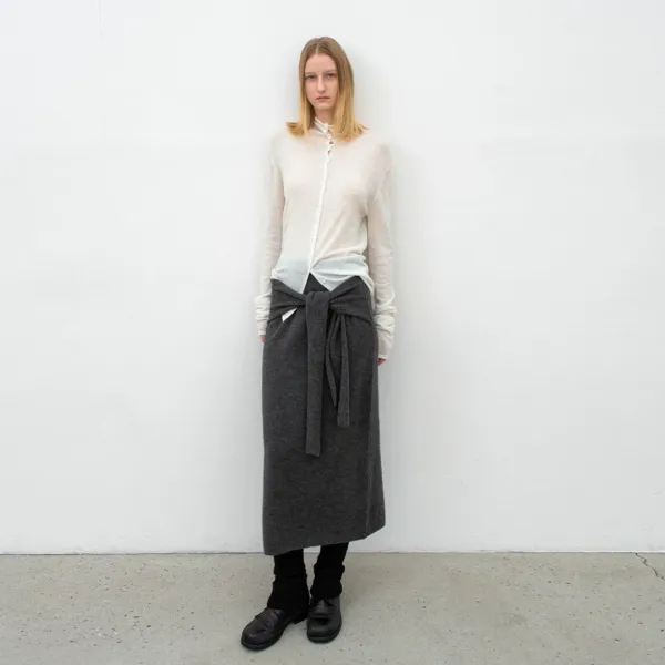 (SK-5061)WAIST RIBBON TIE LONG KNIT SKIRT