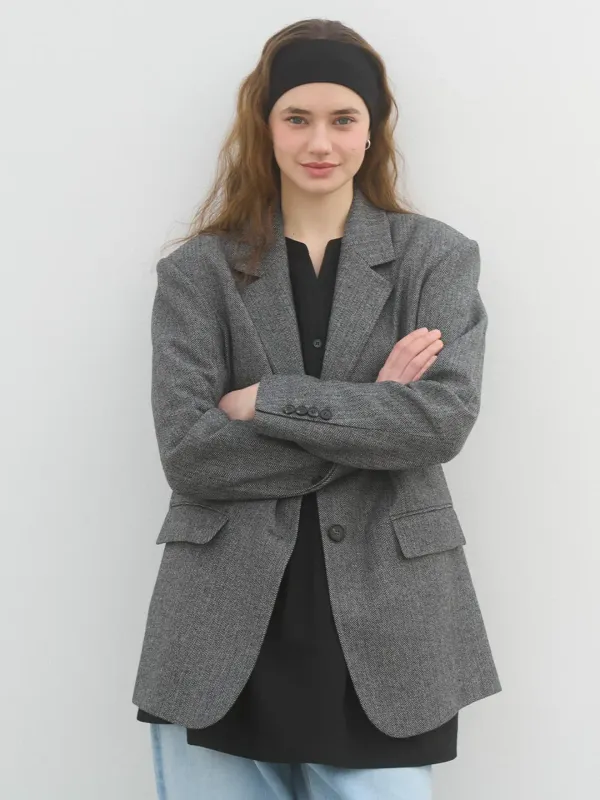 CLASSIC HERRINGBONE JACKET - GRAY
