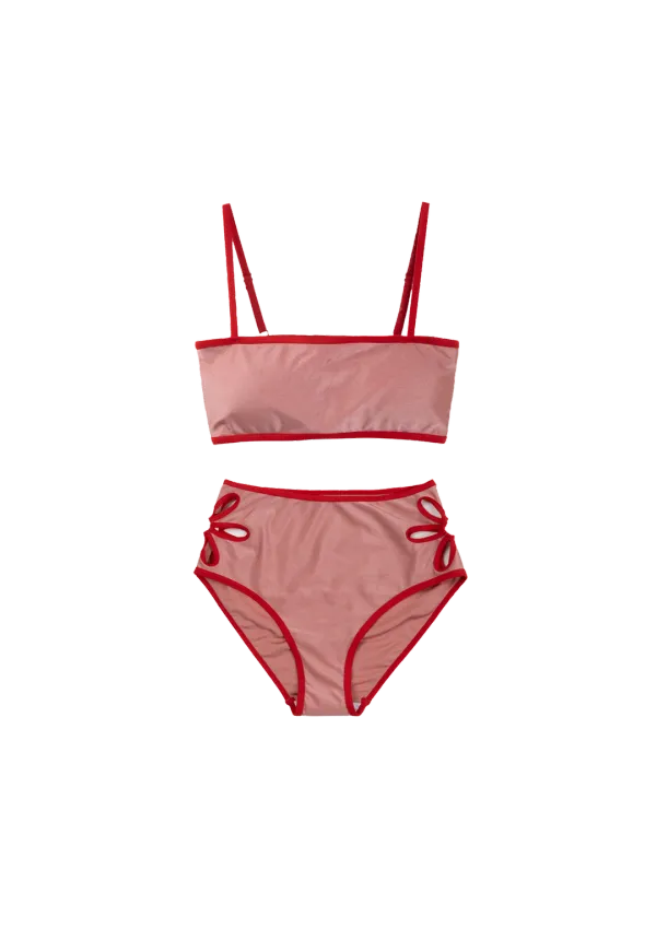 Mused Tube Top Bikini Set - Red Pink