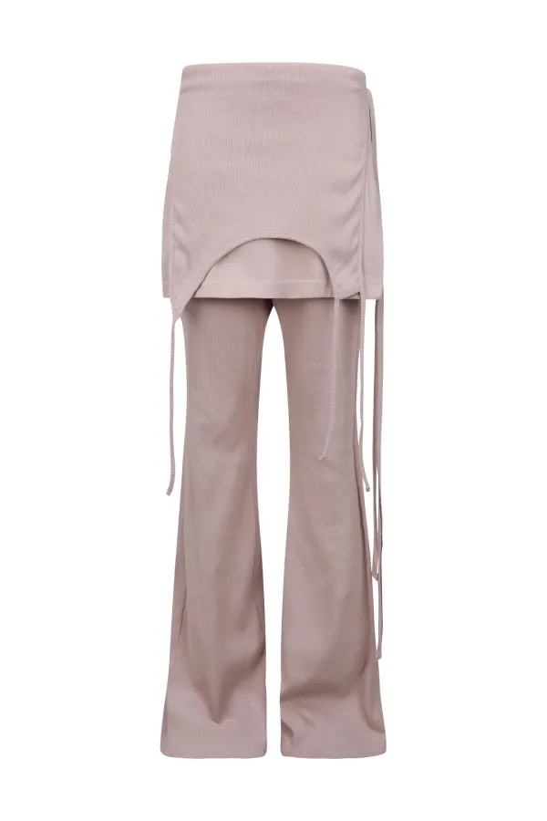 MIXED LAYERED SKIRT PANTS DUSTY PINK