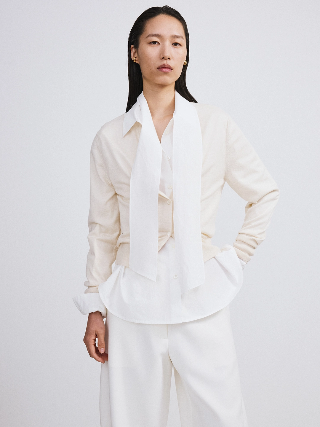 렉토 SILK-CASHMERE KNIT CARDIGAN (CREAM) 상품 이미지 1