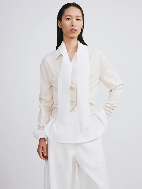 SILK-CASHMERE KNIT CARDIGAN (CREAM)