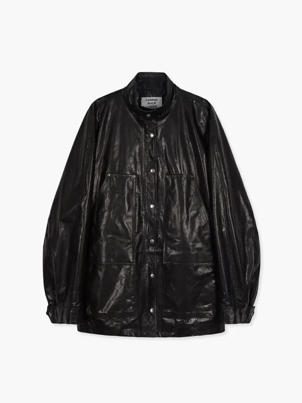 LEATHER OUTPOCKET JACKET_black