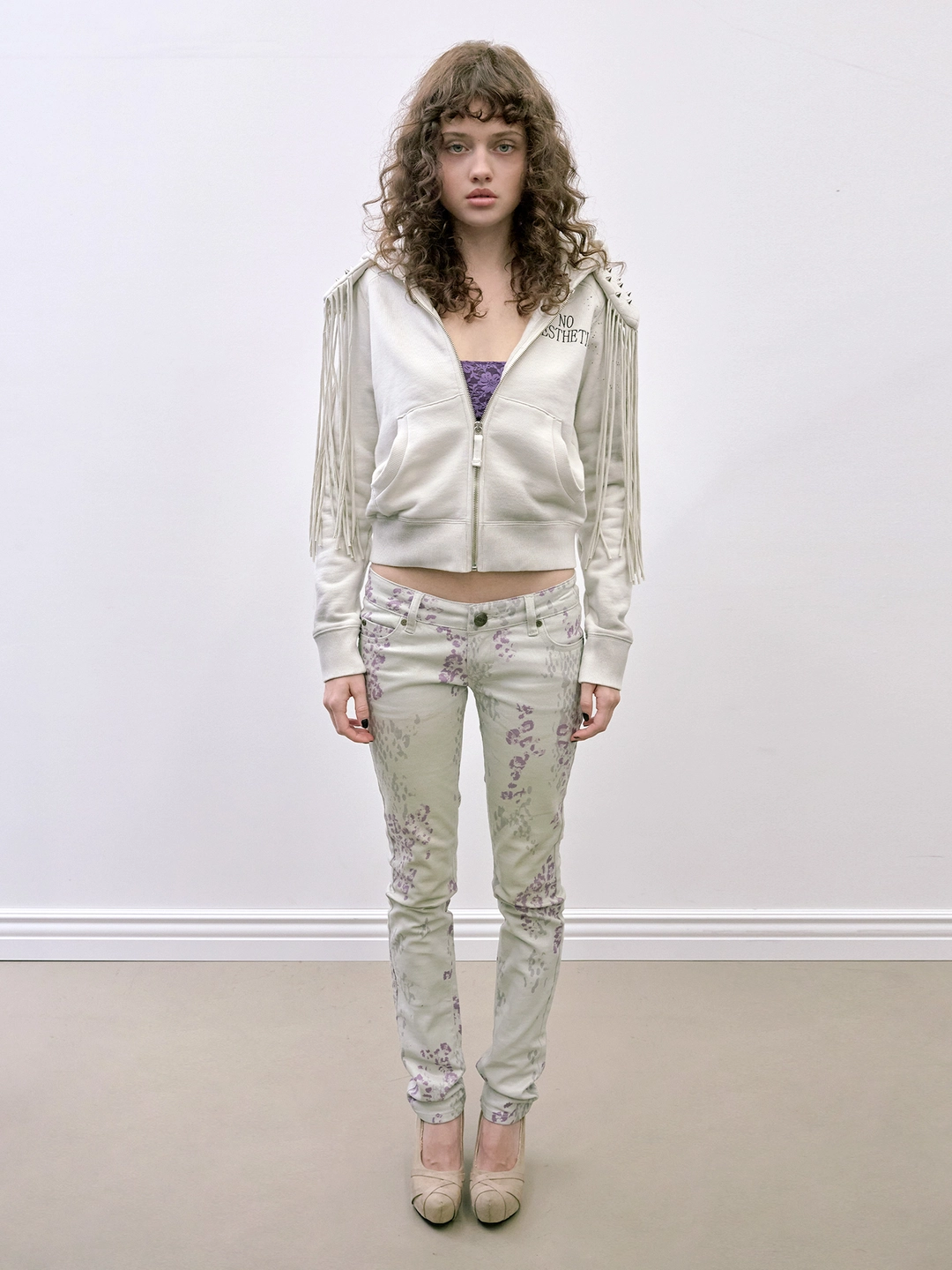 스컬프터 Padded Shoulder Zip-Up Hoodie Dirty White 상품 이미지 1