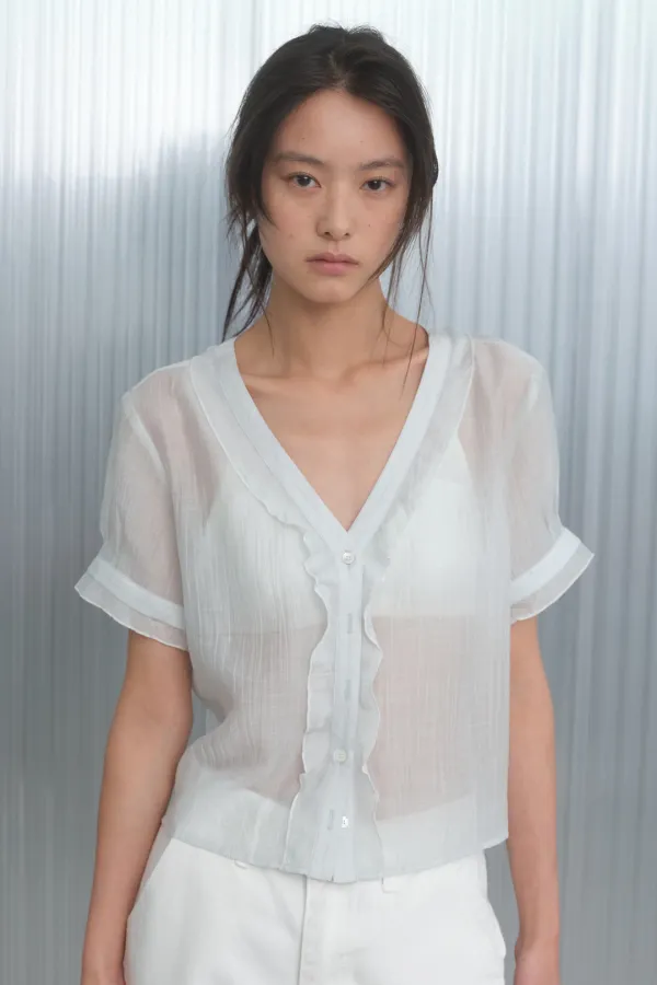 MIST FRILL BLOUSE_mint