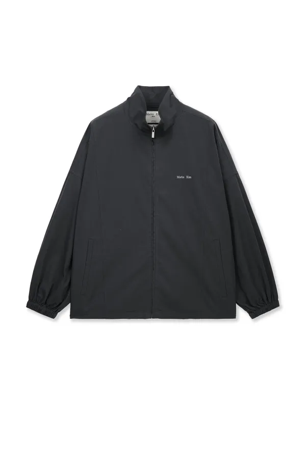 BACK LOGO HIGH NECK JUMPER IN CHARCOAL