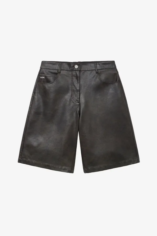포우 레더 버뮤다 팬츠 WASHED BROWN