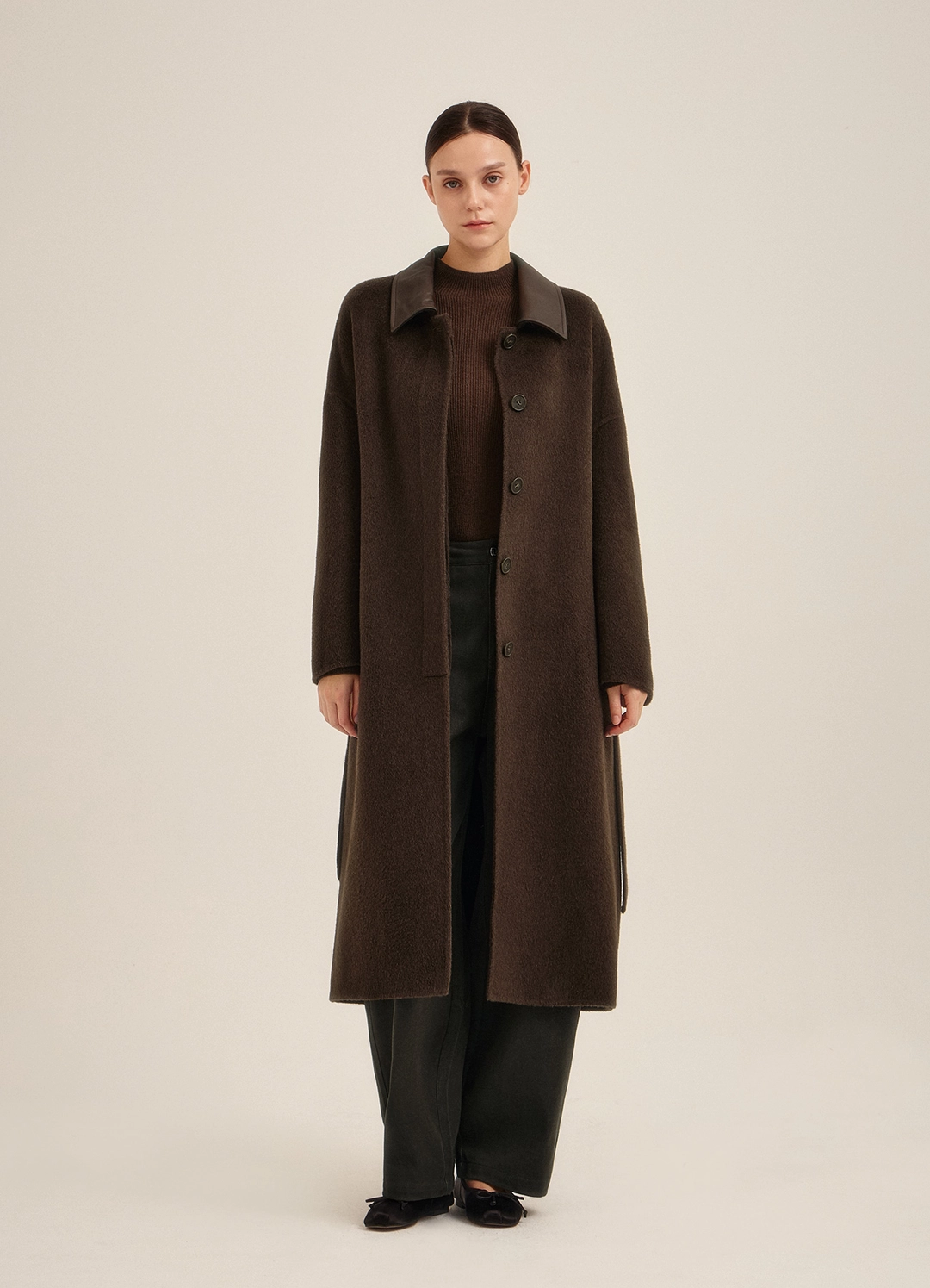 뮤제라 Avel Leather Collar Coat (Royal Alpaca) 상품 이미지 2