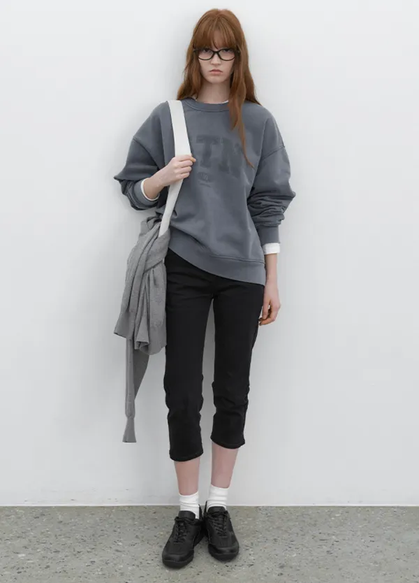 (PT-5737)BLACK DENIM CAPRI PANTS