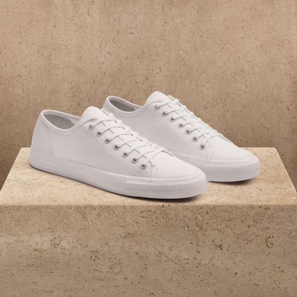 Men's Cotton Canvas Low Top Sneaker - White