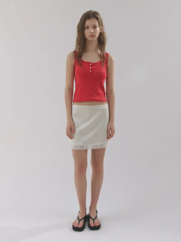 satin lace skirt (butter)
