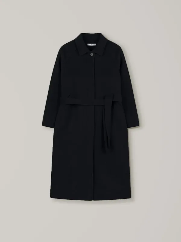 Cashmere Balmacaan Coat - Black
