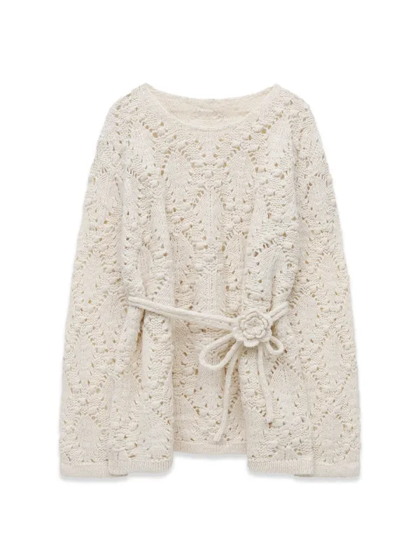 CORSAGE POINTELLE PULLOVER (IVORY)