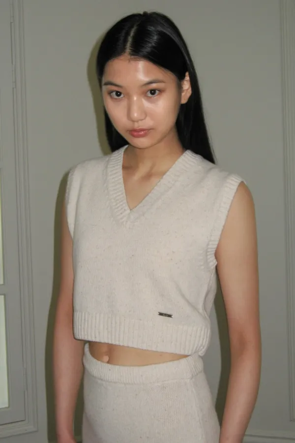 Wool Blended Knit Vest (Ivory)
