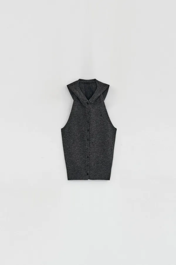 HALTER HOODIE KNIT VEST