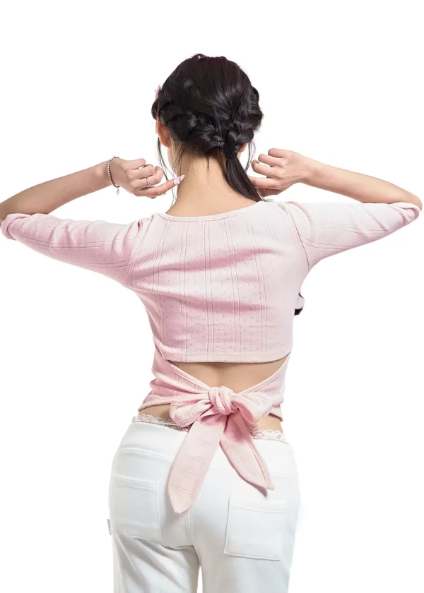 BLOSSOM BACK-RIBBON TOP [PINK]