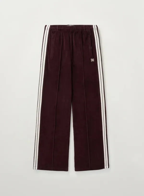 (W) Lawton Velour Track Pants - Burgundy
