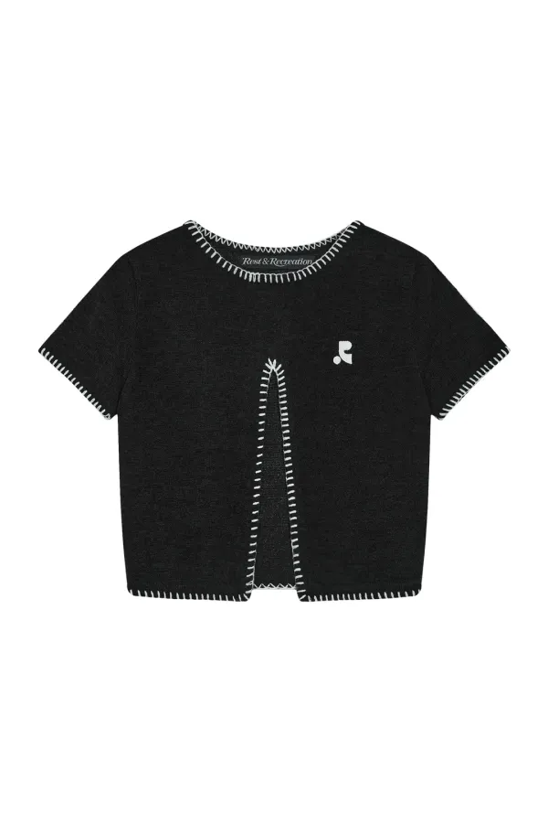 RR CUT OUT KNIT TOP - BLACK
