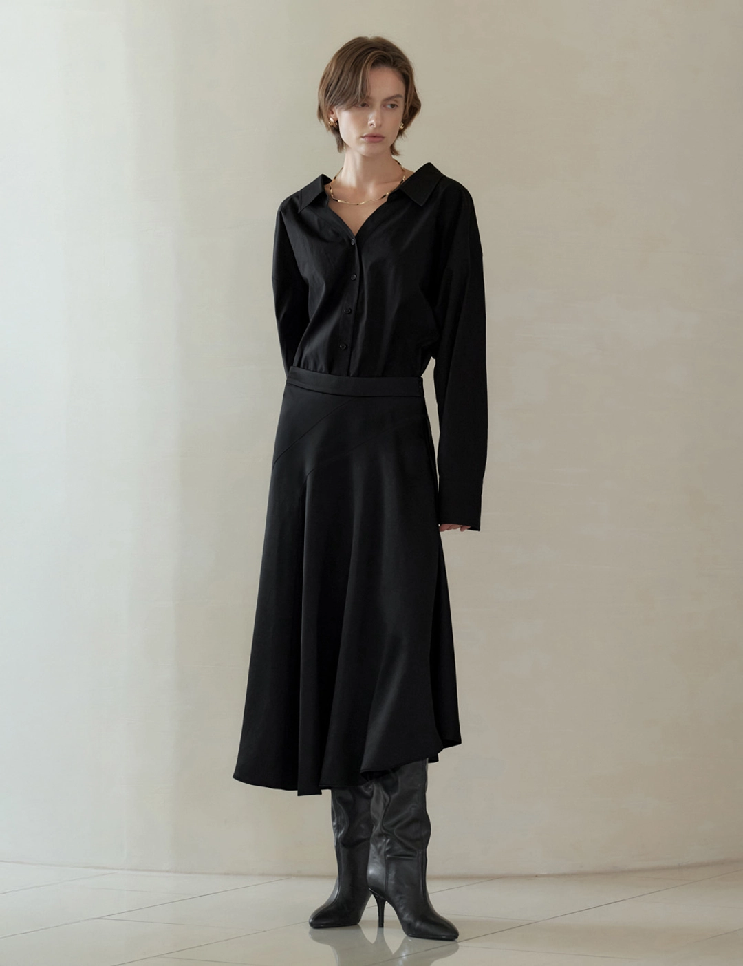노미나떼 Satin Flow Skirt (Black) 상품 이미지 2