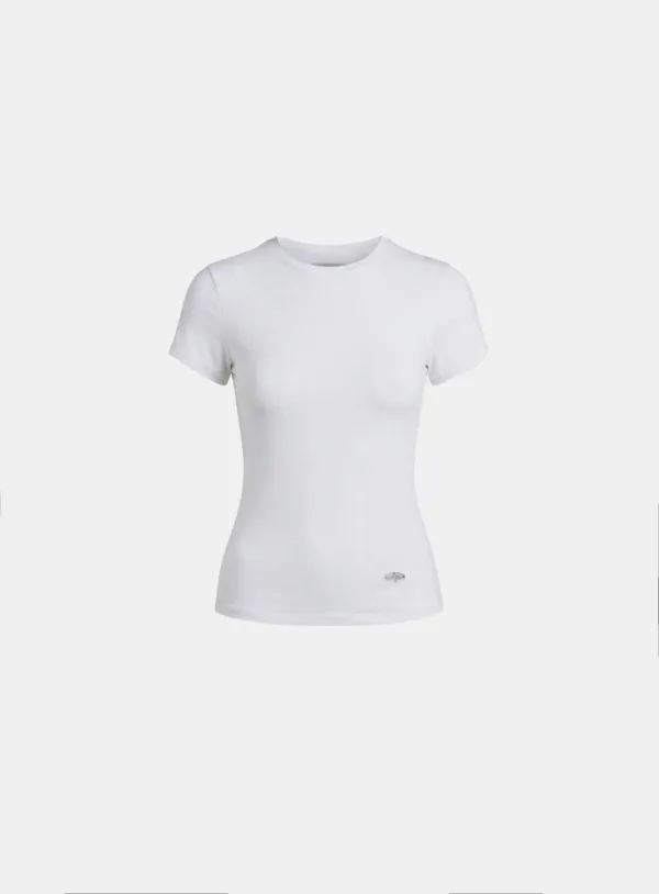 [w-tee26-028] Sleek Cotton Short Sleeve T-Shirt - White