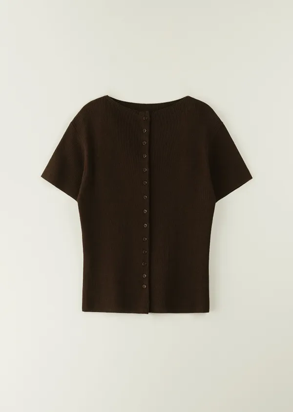 (4TH  RE-ORDER) 2way button knit cardigan / Brown