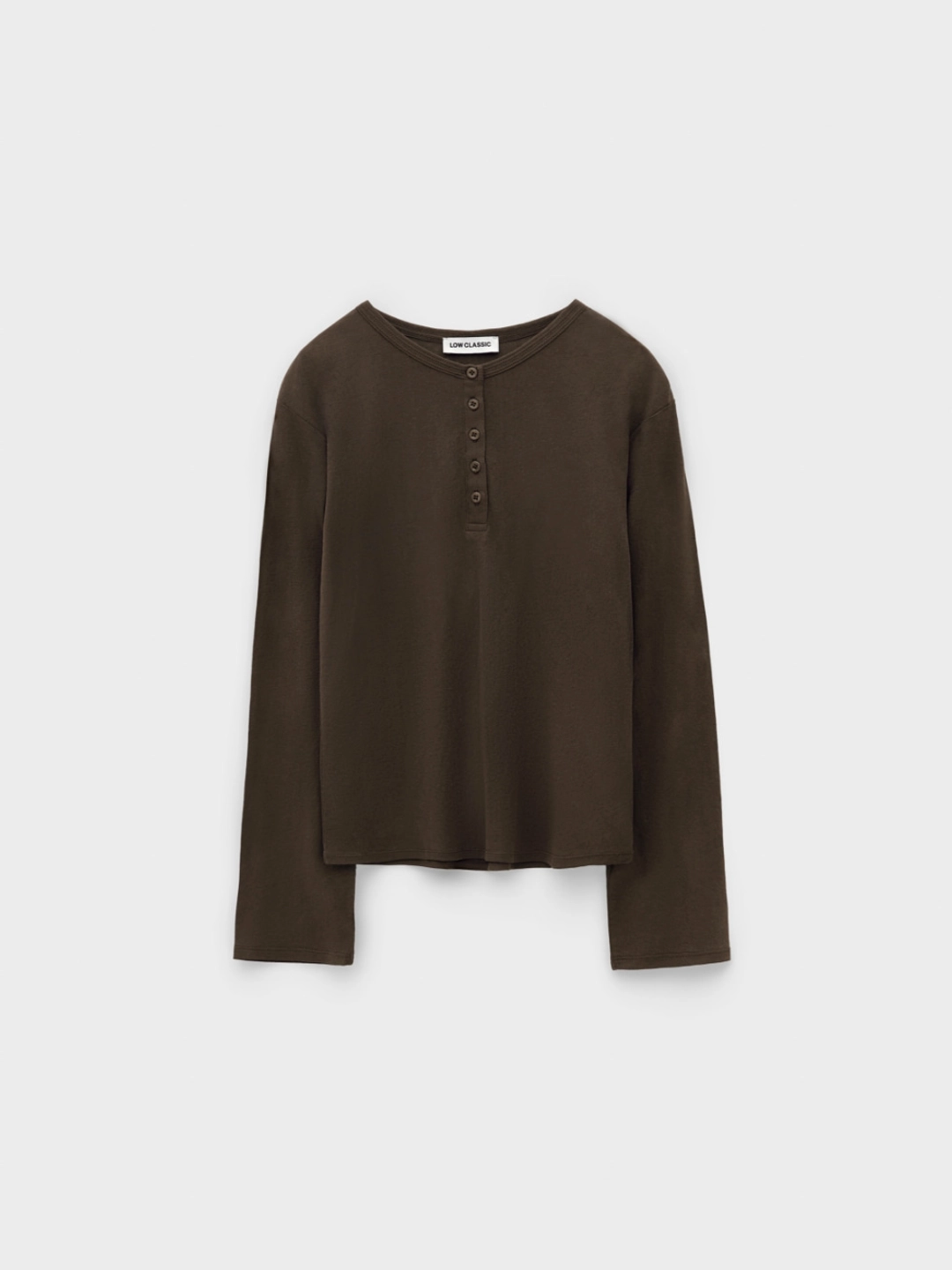 로우클래식 Henley Neck Cotton Long Sleeve T-Shirt_Khaki Brown 상품 이미지 1