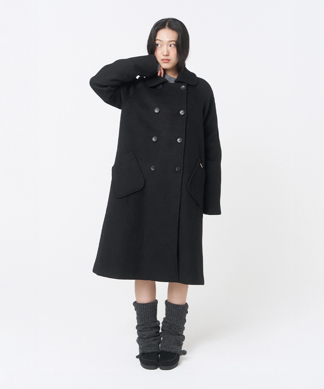 미세키서울 Double button long coat BLACK 상품 이미지 2