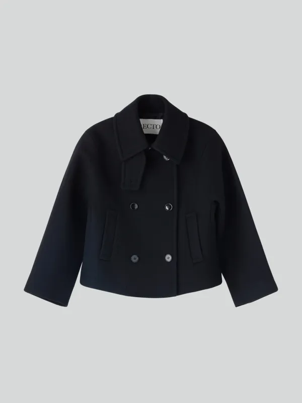 PRIMARY WOOL SHORT PEA COAT (BLACK)