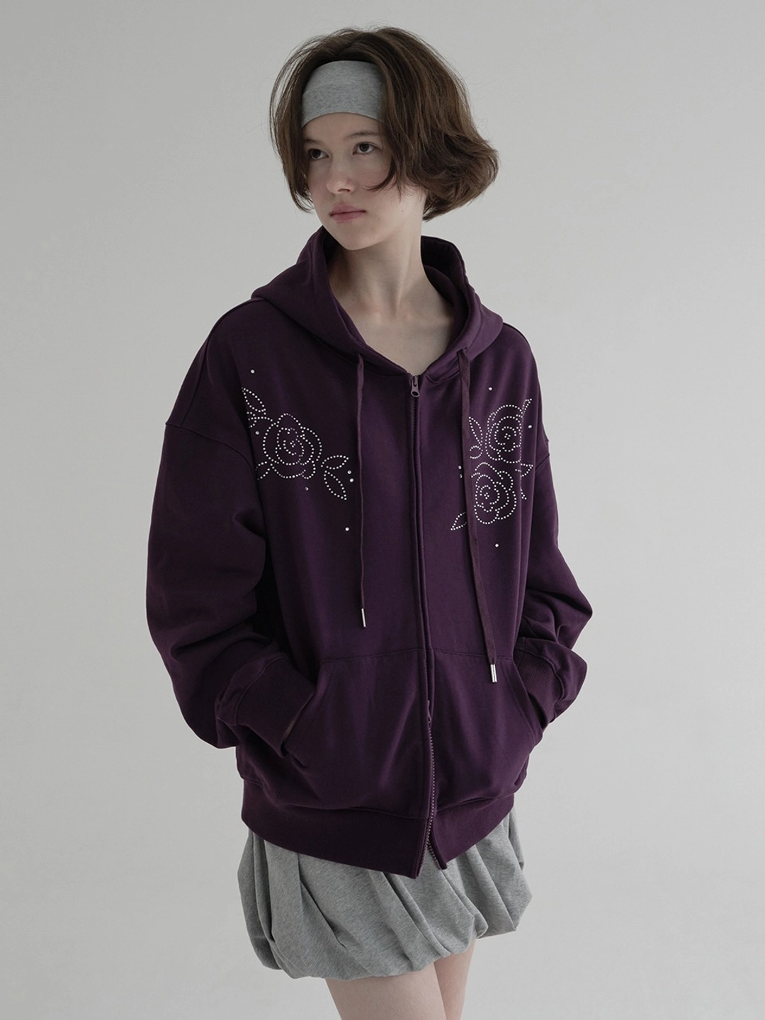 마가린핑거스 ROSE HOODIE ZIP-UP (PURPLE) 상품 이미지 2