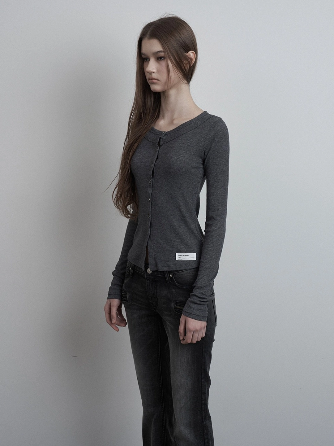 이네기 Silvery Layered Cardigan (charcoal) 상품 이미지 1