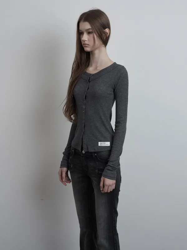 Silvery Layered Cardigan (charcoal)