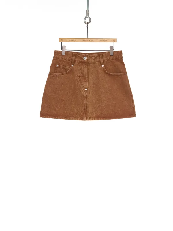 SS26 BROWN A-LINE DENIM MINI SKIRT