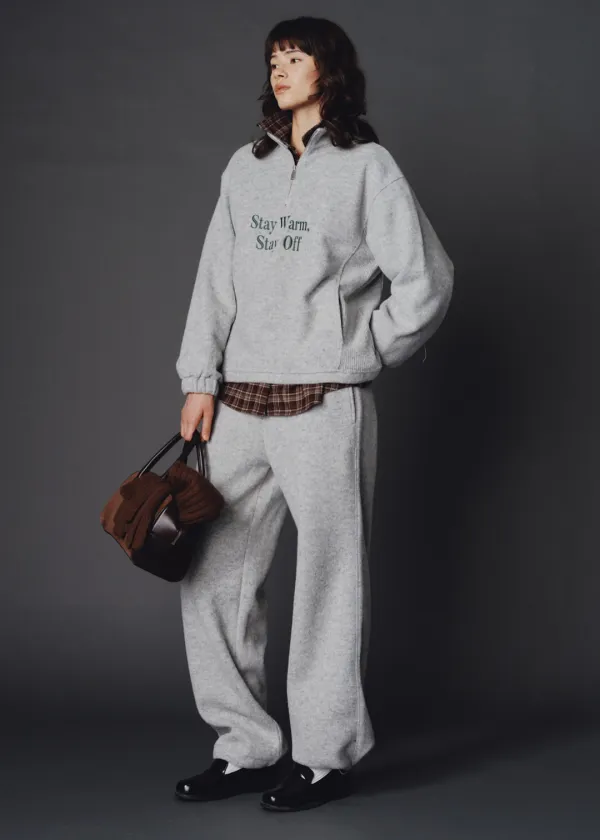Wool easy pants (white melange)