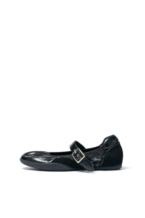 SHIRRING POINT ROUND MARYJANE IN BLACK
