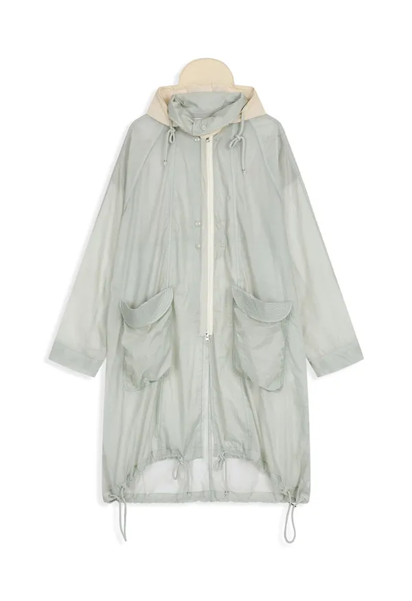 CARGO POCKET WIND COAT, LIGHT GREEN