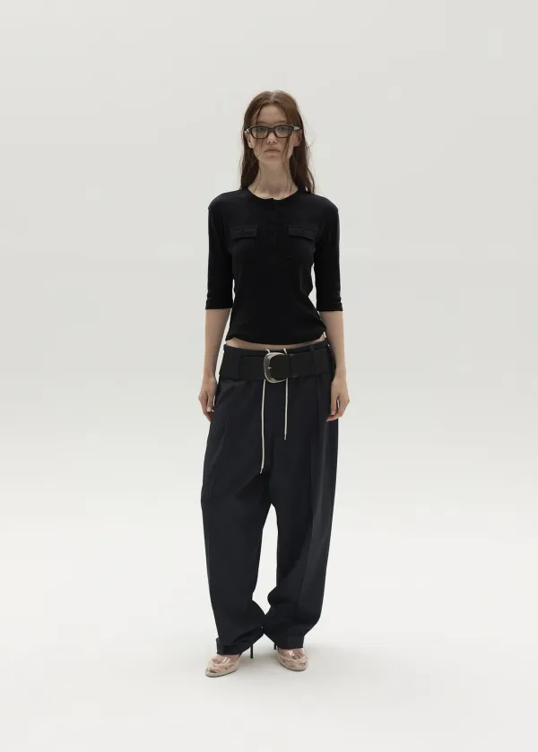[2nd REORDER, 예약배송] TAILORED PINSTRIPE JOGGER PANTS (NAVY)