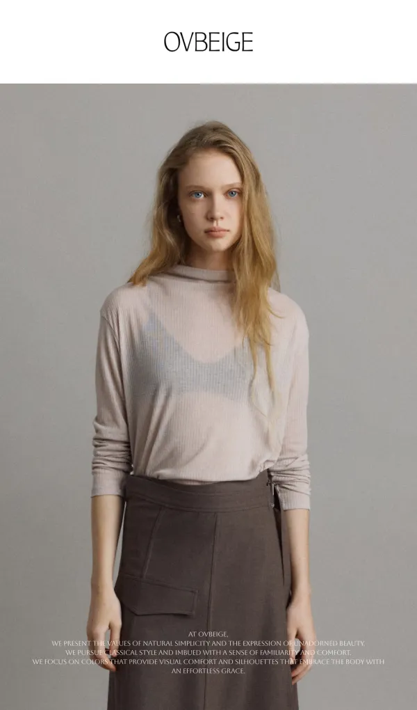 FINE RIB TURTLENECK TEE_FOG PINK